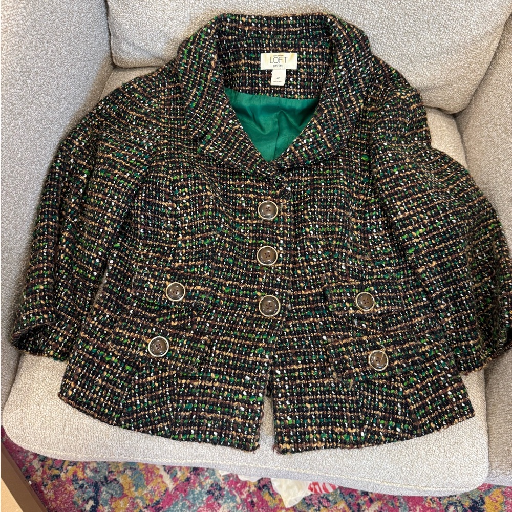 LOFT Tweed Jacket - Green and Black